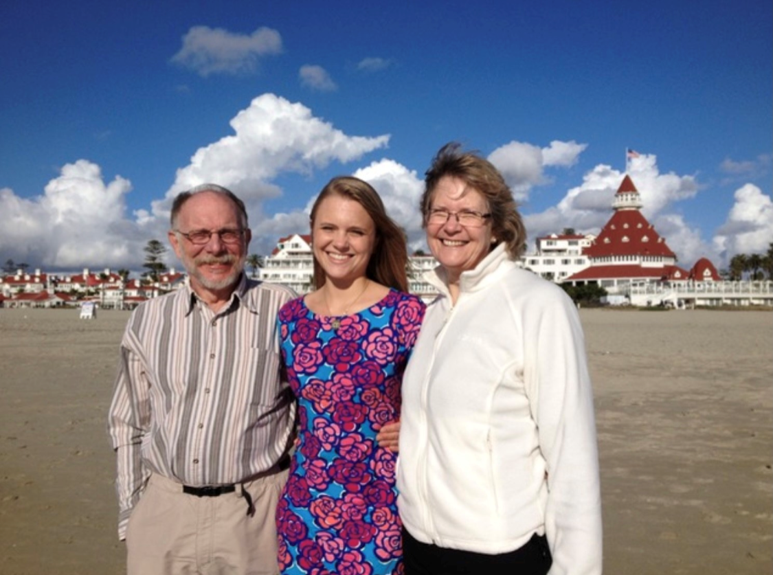 Shelley with her mom and dad