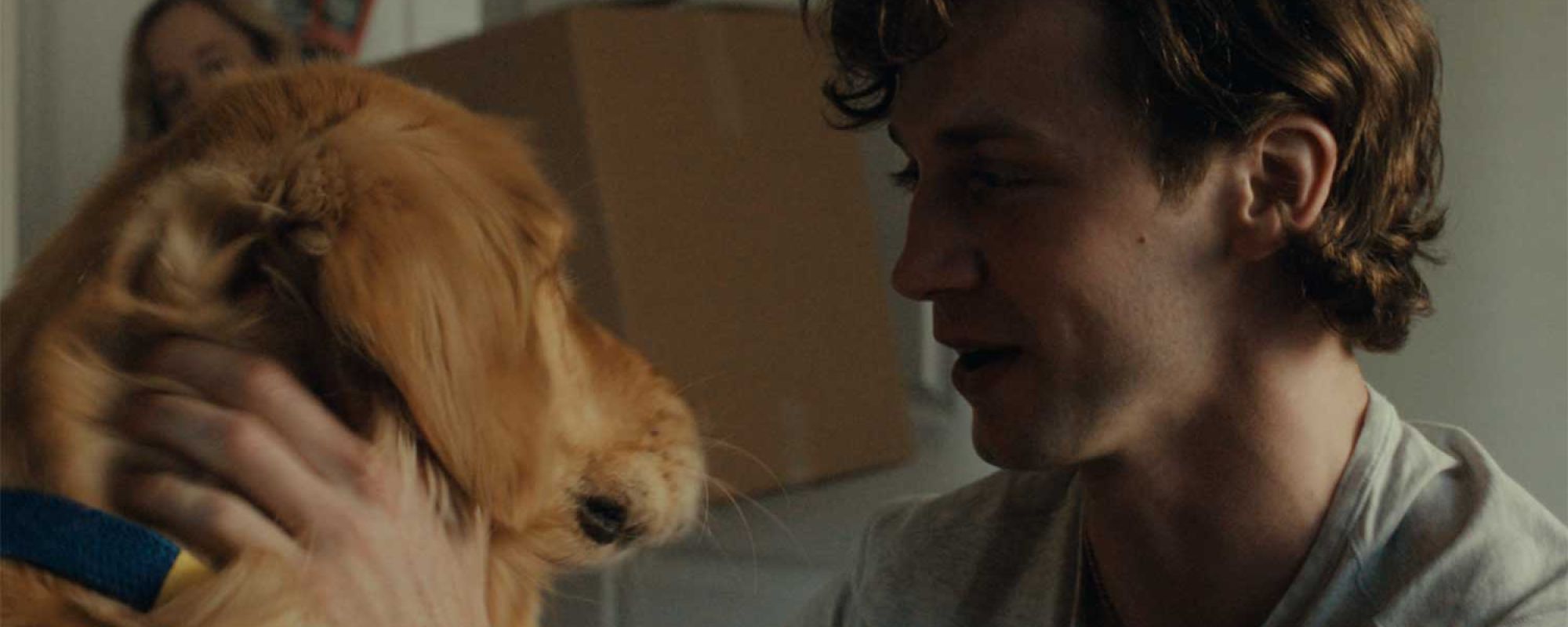 The Lonely Dog film still - a teenage boy with his dog
